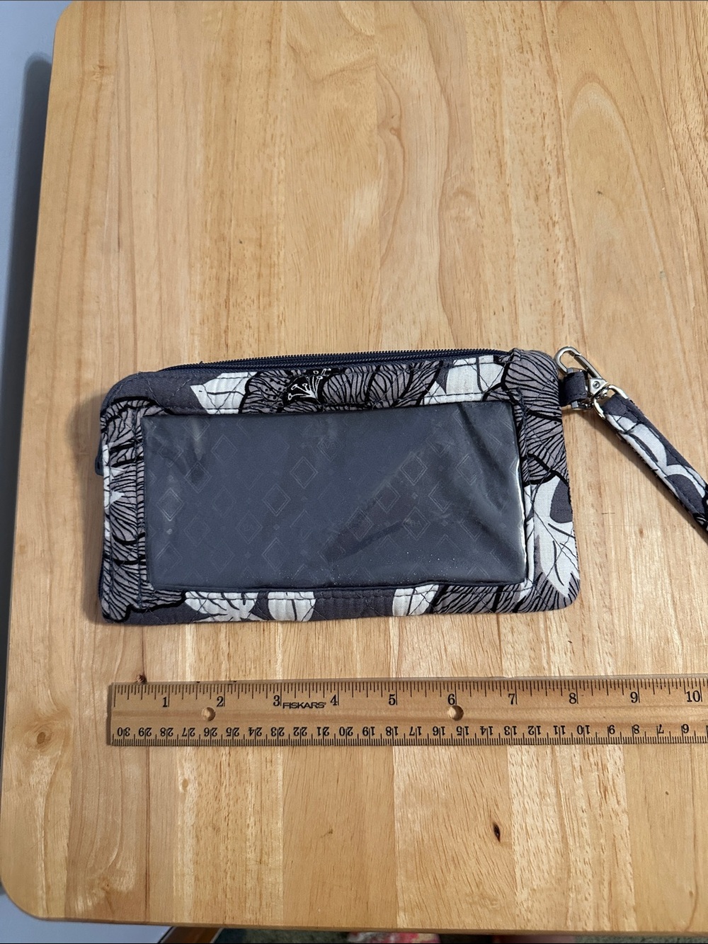 Vera Bradley Gray and White Floral Wristlet Phone Wallet